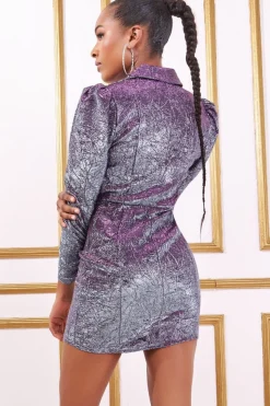 Women * Iridescent Foil Print Blazer Mini Dress
