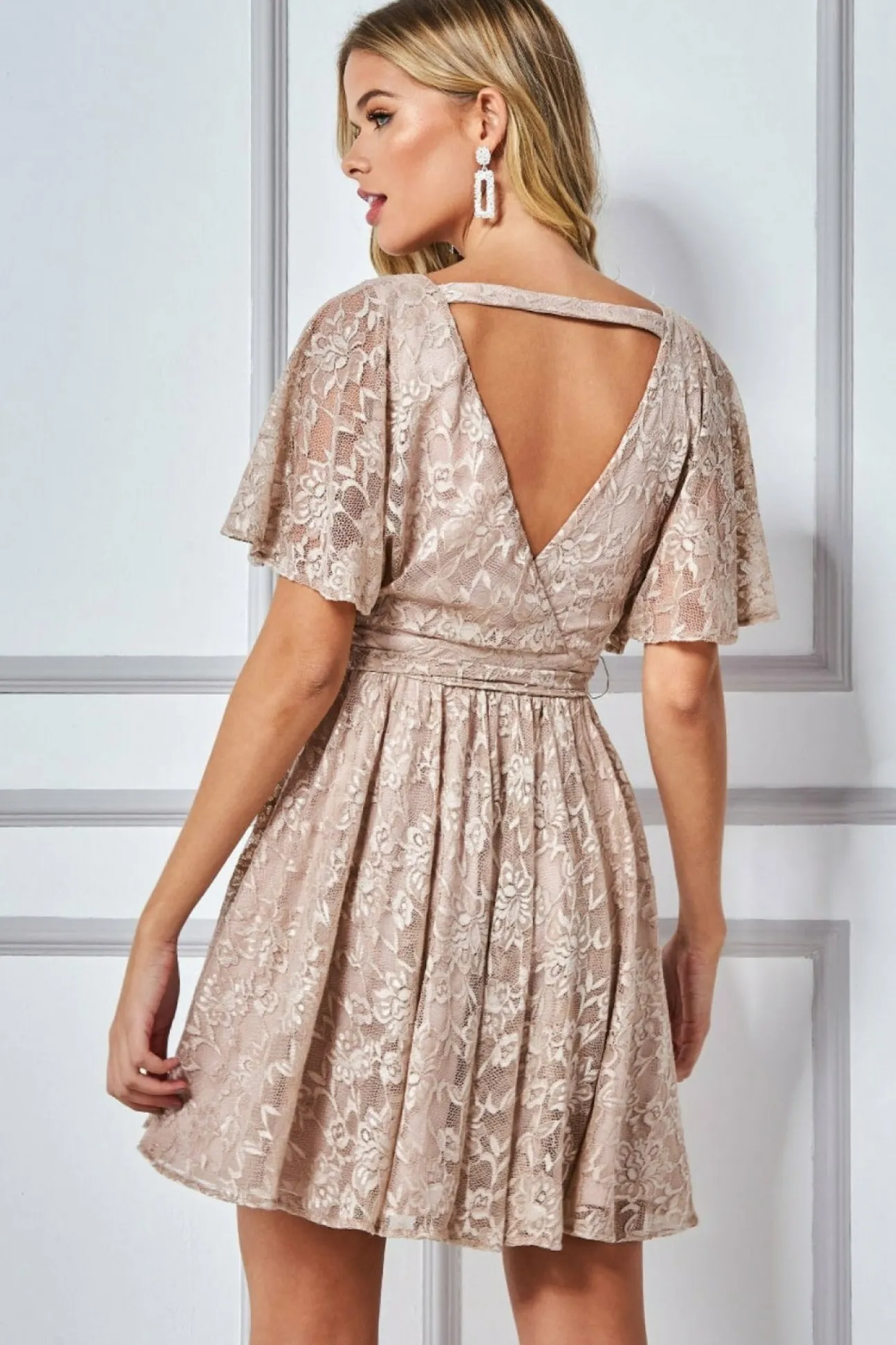 Women * Lace Kimono Wrap Skater Mini Dress