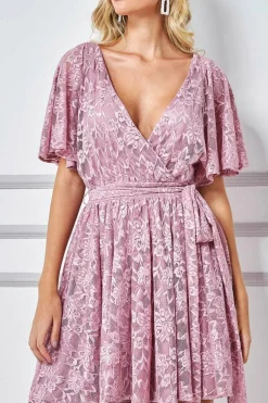 Women * Lace Kimono Wrap Skater Mini Dress