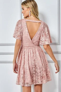 Women * Lace Kimono Wrap Skater Mini Dress