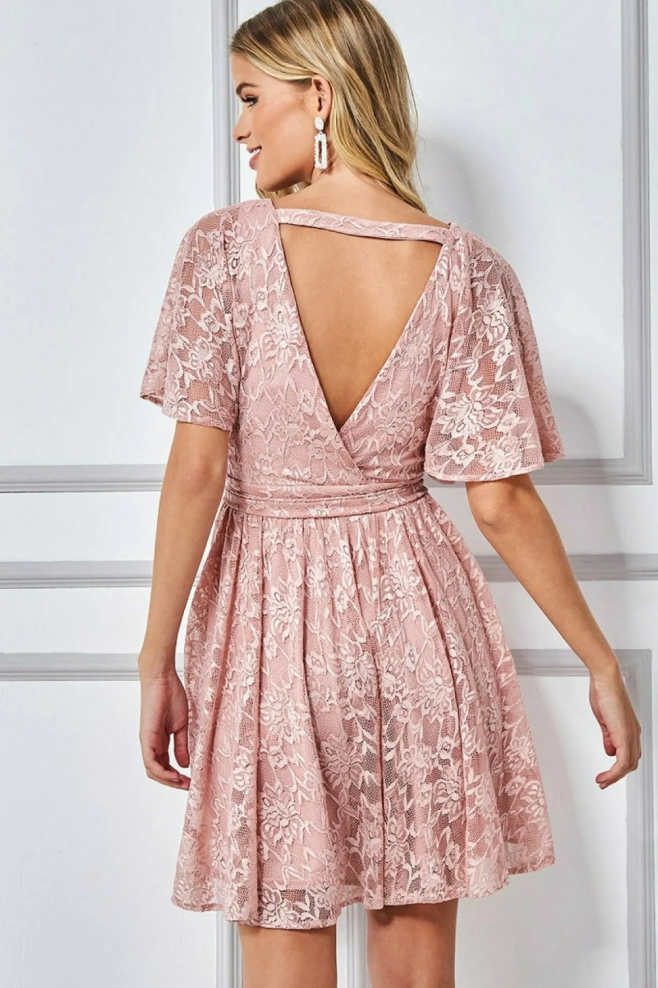 Women * Lace Kimono Wrap Skater Mini Dress