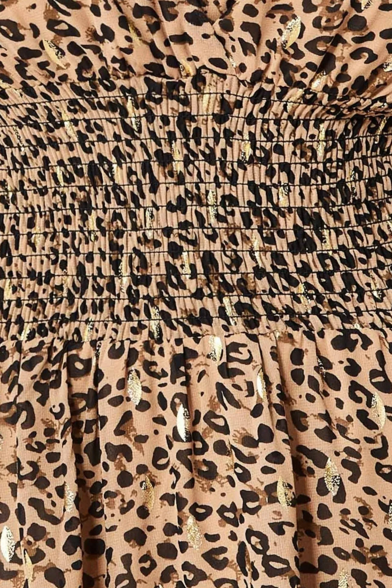 Women * Long Sleeve Midi Shirred Waistband - Animal Print