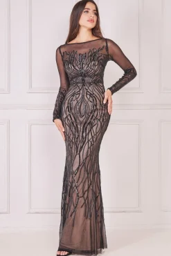 Women * Long Sleeve Sequin Flame Maxi