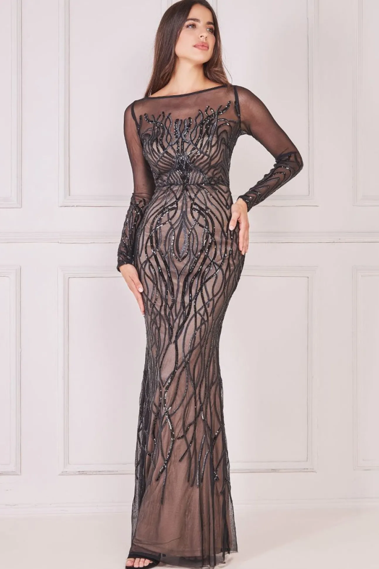 Women * Long Sleeve Sequin Flame Maxi