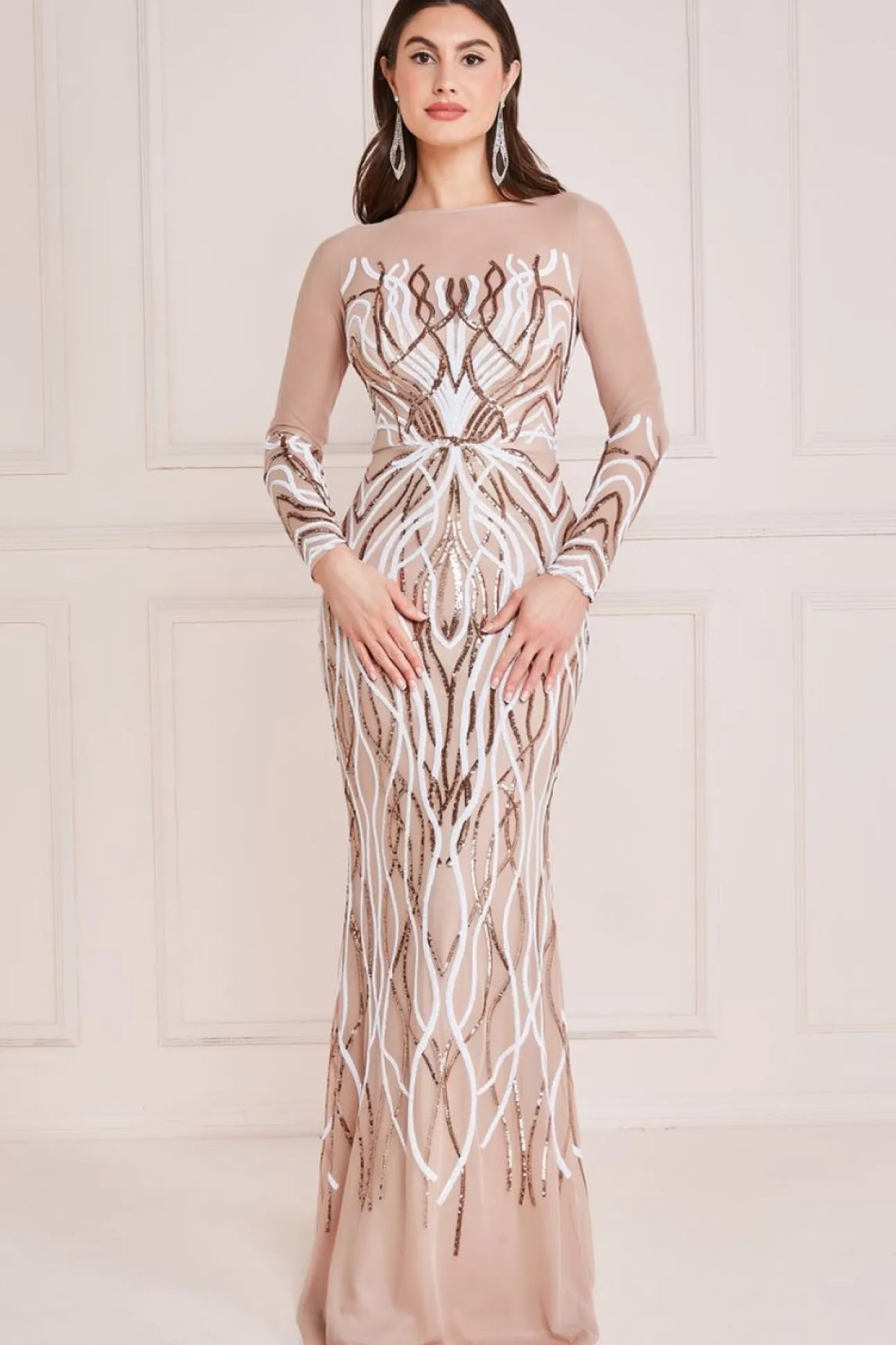 Women * Long Sleeve Sequin Flame Maxi