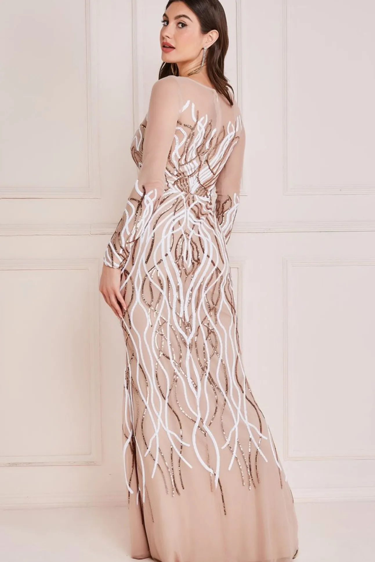 Women * Long Sleeve Sequin Flame Maxi
