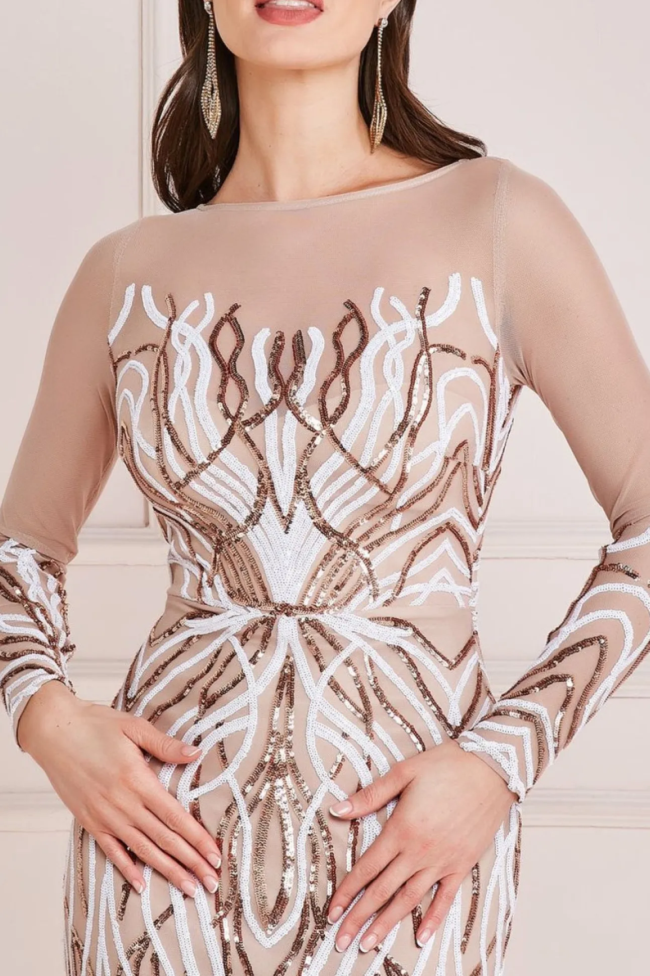 Women * Long Sleeve Sequin Flame Maxi