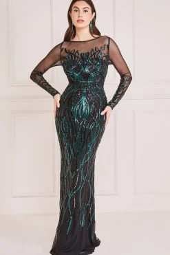 Women * Long Sleeve Sequin Flame Maxi