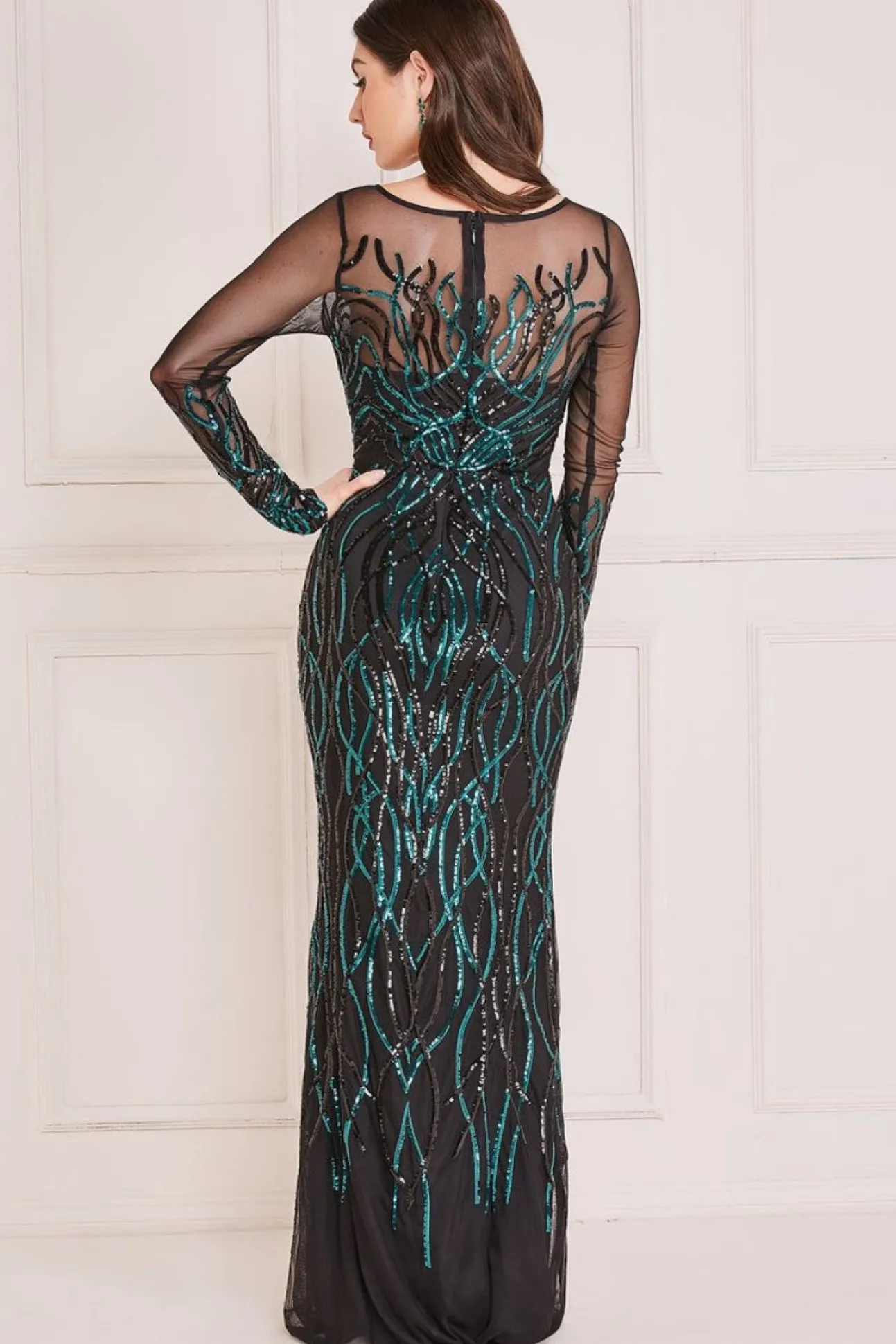 Women * Long Sleeve Sequin Flame Maxi