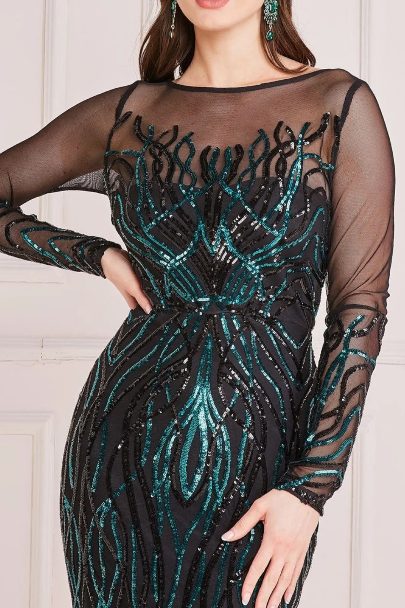Women * Long Sleeve Sequin Flame Maxi