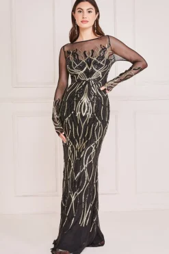 Women * Long Sleeve Sequin Flame Maxi
