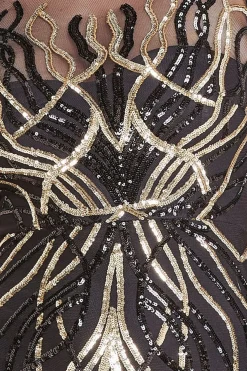 Women * Long Sleeve Sequin Flame Maxi
