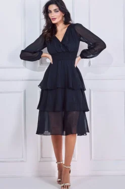 Women * Long Sleeve Tiered Midi Dress