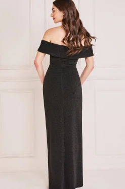 Women * Lurex Bardot Maxi With Waterfall Ruffle