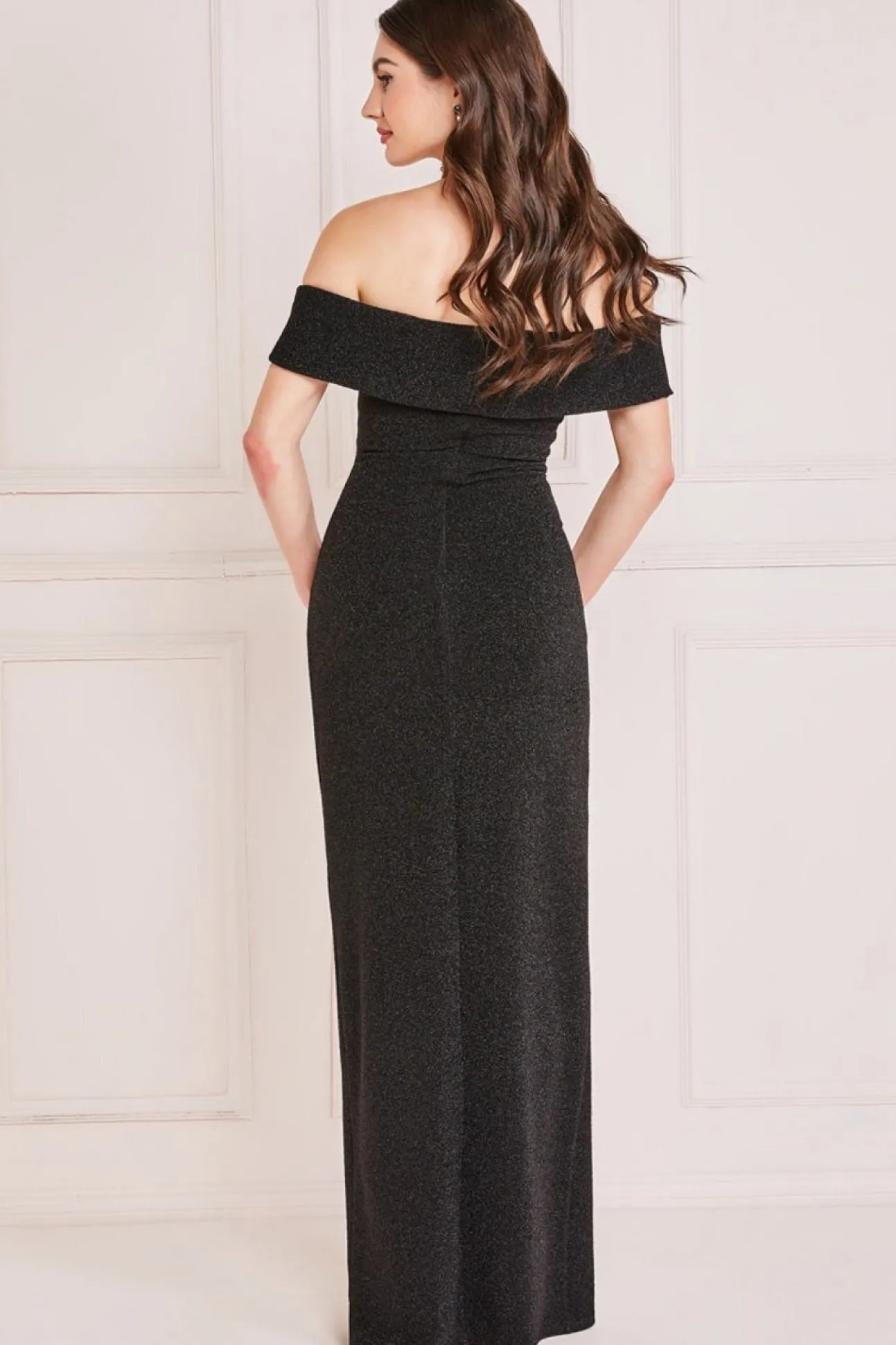 Women * Lurex Bardot Maxi With Waterfall Ruffle