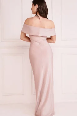 Women * Lurex Bardot Maxi With Waterfall Ruffle