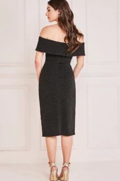 Women * Lurex Bardot Midi With Waterfall Ruffle