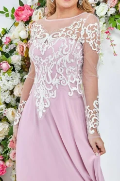 Women * Mesh & Lace Embroidered Bodice Maxi
