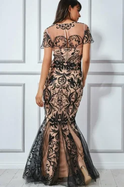 Women * Mesh & Lace Maxi With Scalloped Hem