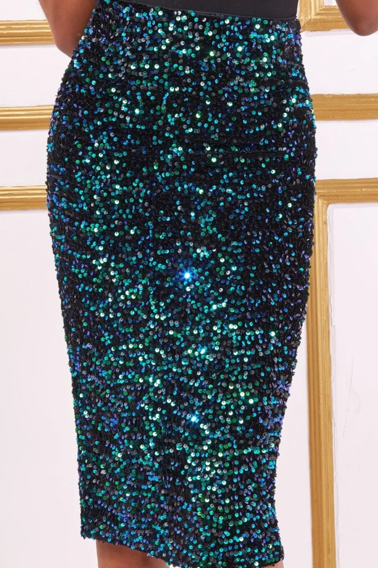 Women * Multi Sequin Velvet Midi Skirt