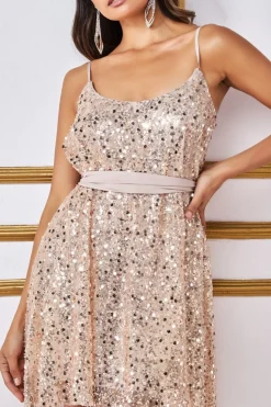 Women * Naked Sheer Sequin Dipped Hem Mini