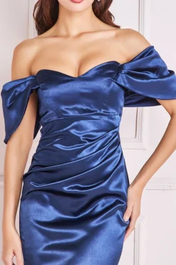Women * Off Shoulder Satin Maxi With V Neck