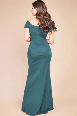 Women * Off The Shoulder Knot Front Maxi Green
