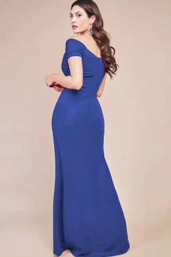 Women * Off The Shoulder Knot Front Maxi - Royal Blue