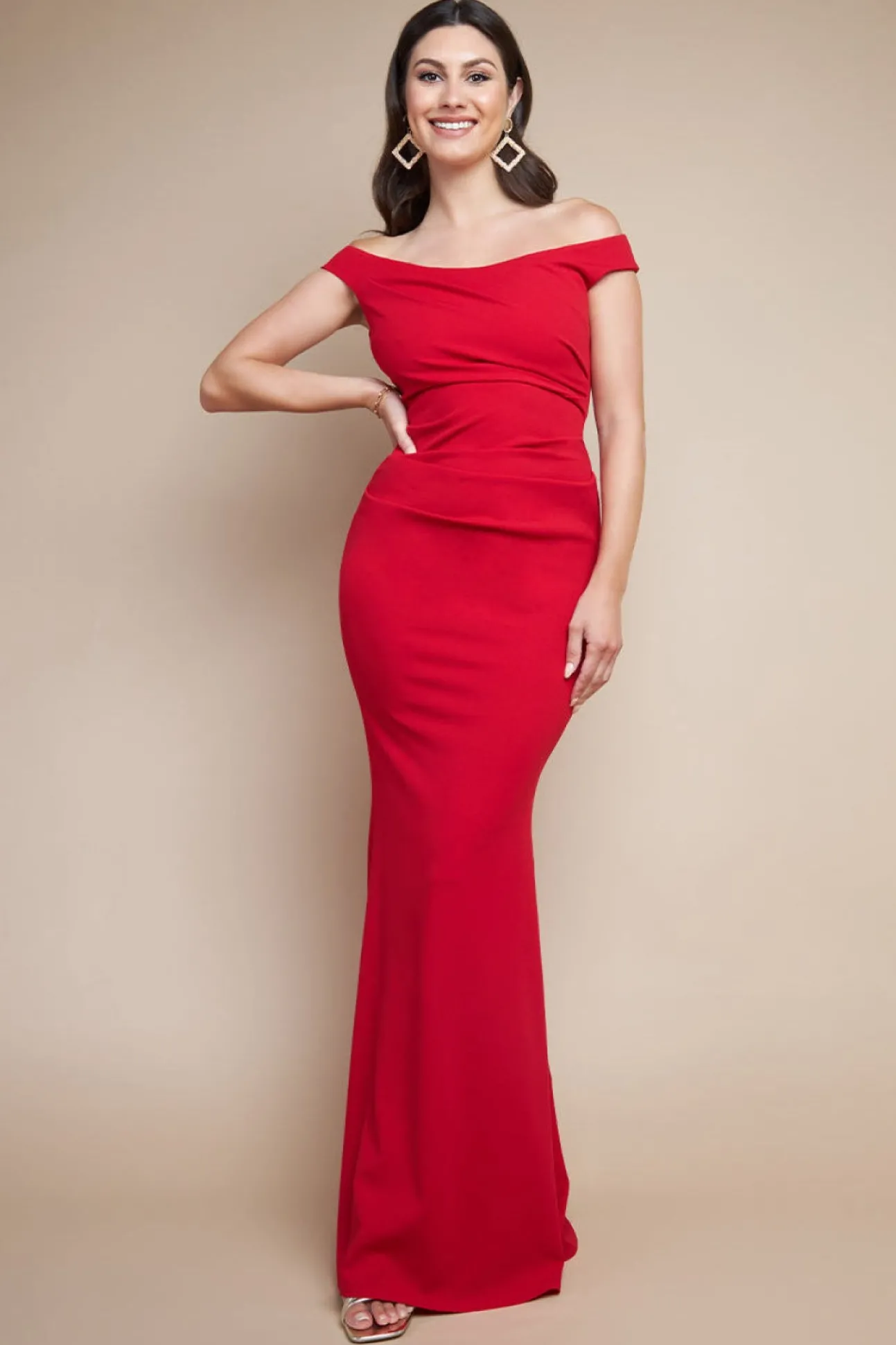 Women * Off The Shoulder Scuba Maxi Dress