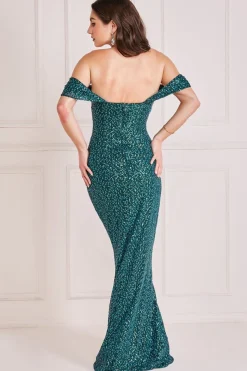 Women * Off The Shoulder Sequin Wing Maxi