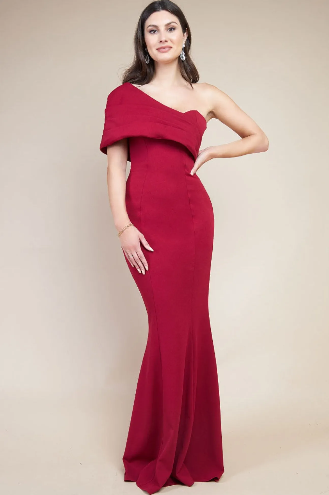 Women * One Shoulder Fan Maxi Dress