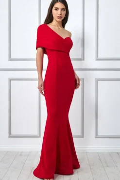 Women * One Shoulder Fan Maxi Dress