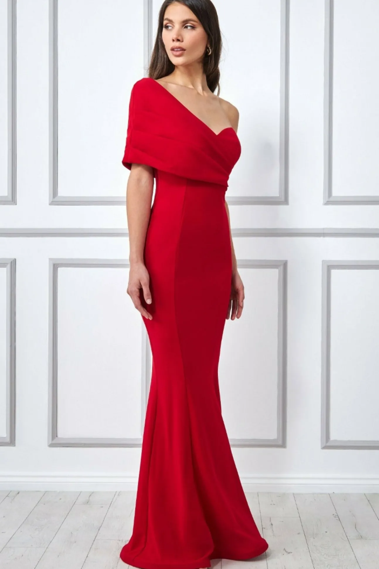 Women * One Shoulder Fan Maxi Dress
