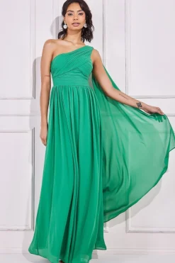 Women * One Shoulder Pleated Chiffon Scarf Maxi