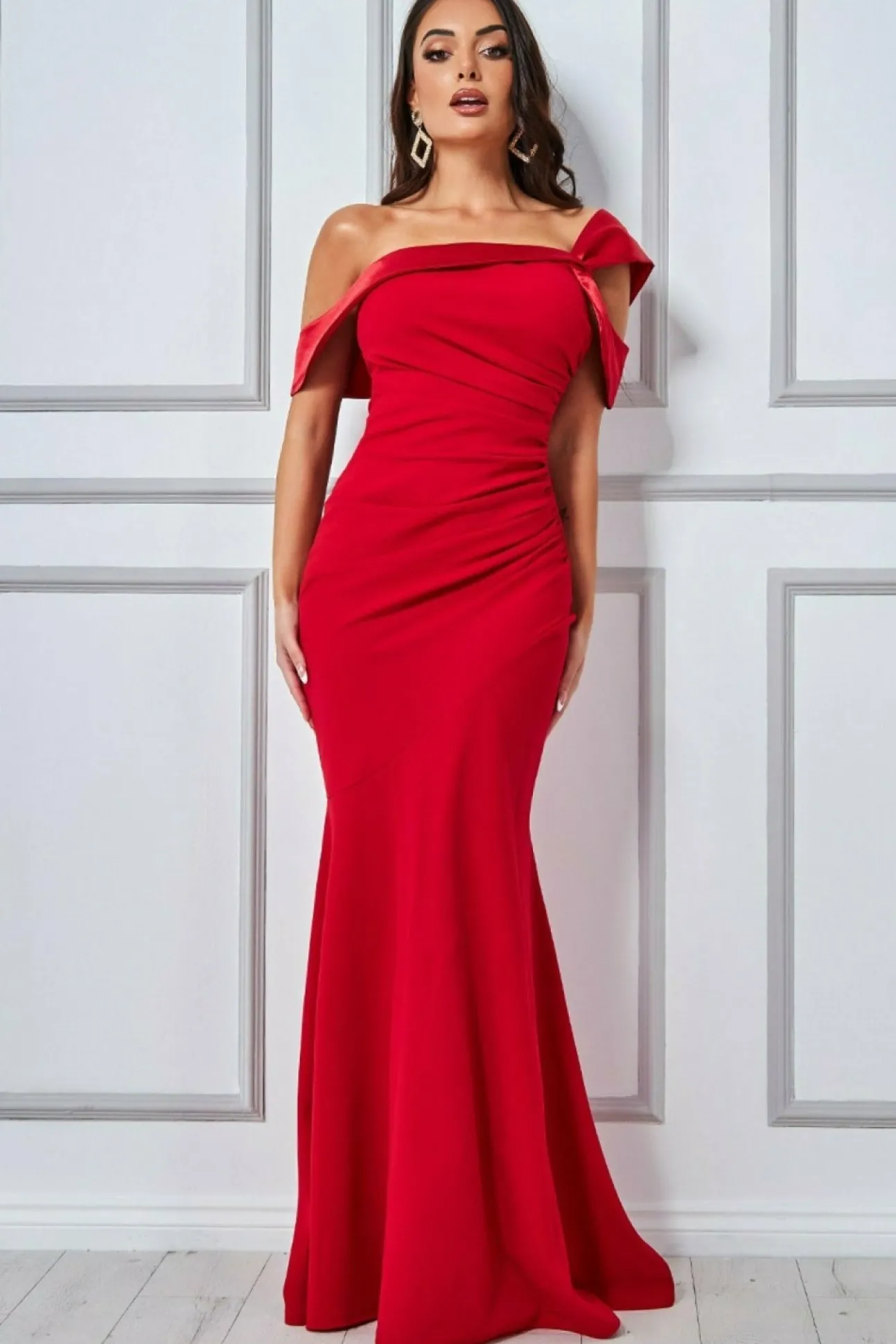 Women * One Shoulder Satin Band Maxi Dress