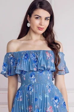 Women * Pleated Bodice Chiffon Tiered Midi Dress