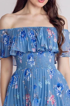 Women * Pleated Bodice Chiffon Tiered Midi Dress