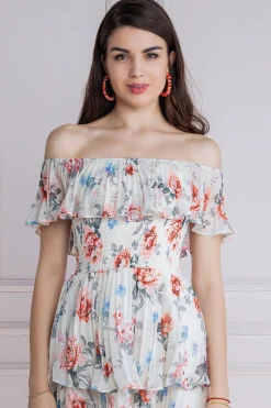 Women * Pleated Bodice Chiffon Tiered Midi Dress