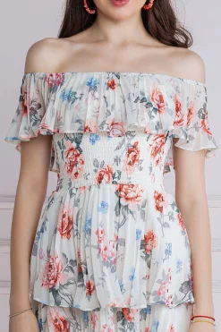 Women * Pleated Bodice Chiffon Tiered Midi Dress