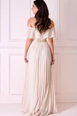 Women * Pleated Chiffon Off Shoulder Maxi Dress