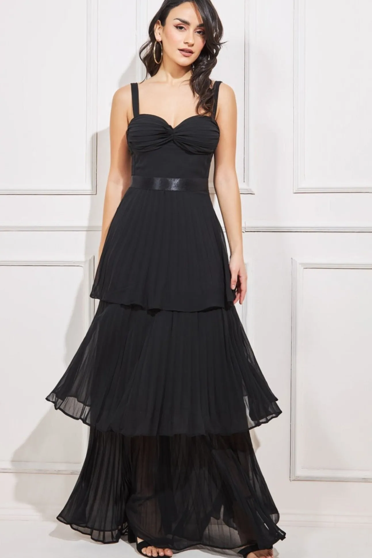 Women * Pleated Chiffon Tiered Maxi Dress
