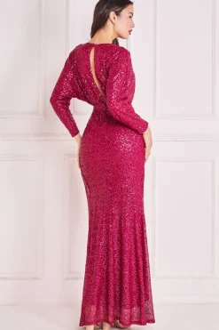 Women * Plunge V-Neck Sequin Maxi