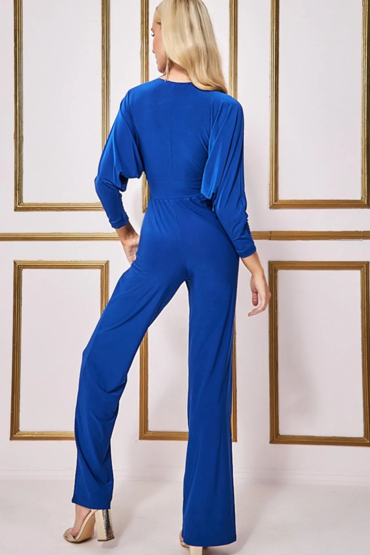 Women * Plunging V-Neck Jumpsuit - Royal Blue