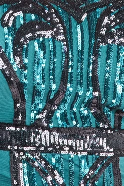 Women * Plus Sequin Mesh V Neck Midi