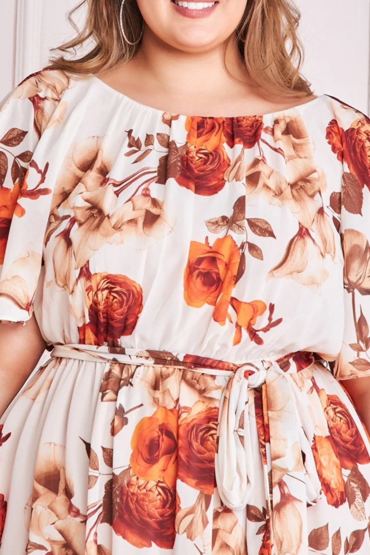 Women * Plus Wrap Back Flutter Sleeve Midi Dress
