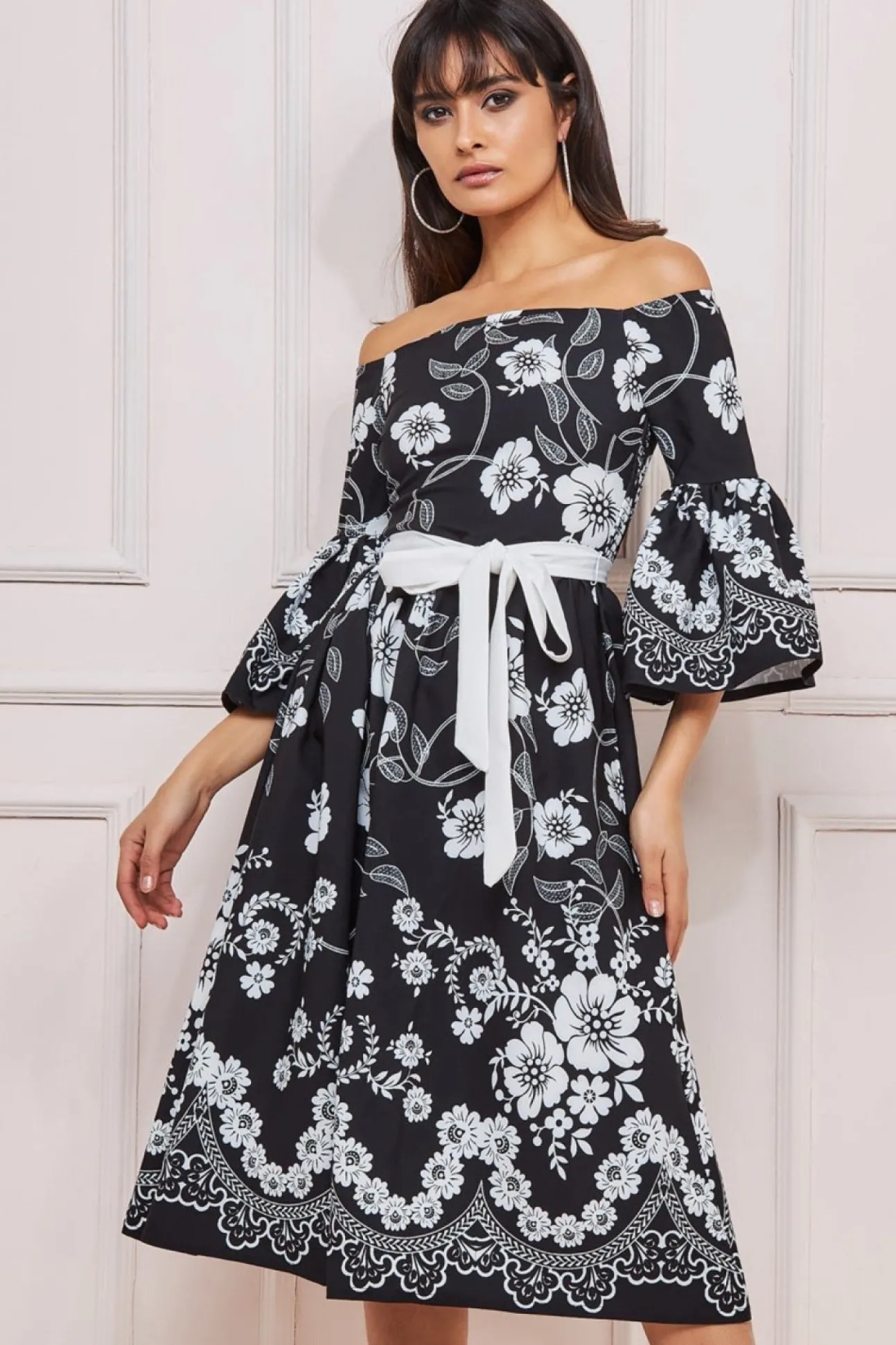 Women * Printed Off The Shoulder Midi Dress