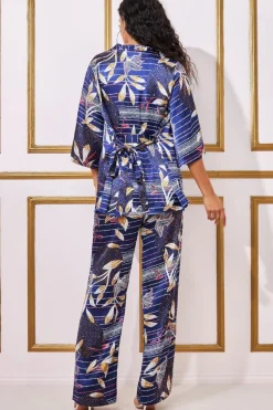 Women * Printed Satin Wide Leg Trouser