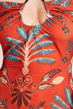 Women * Printed Tie Back Midi Dress