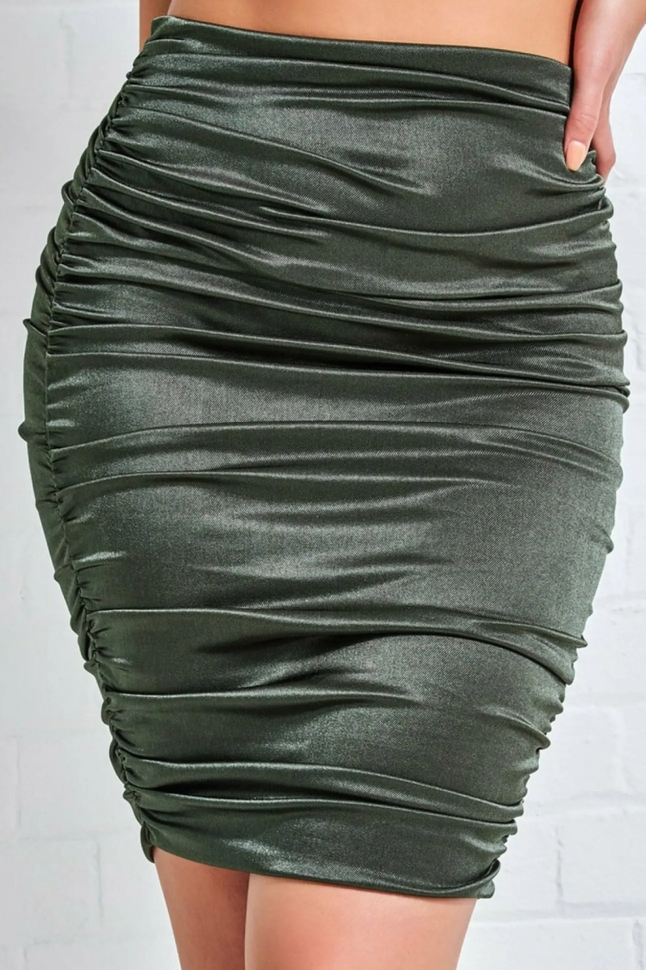 Women * Ruched Satin Mini Skirt