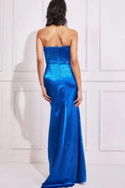 Women * Satin Bandeau Maxi Dress - Royal Blue